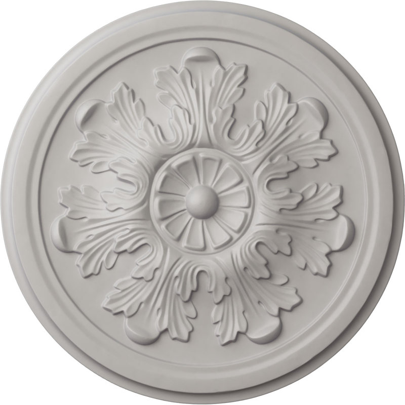 Endurathane Legacy Acanthus Ceiling Medallion, 12 3/4"OD x 7/8"P (Fits Canopies up to 3 1/2"), Hand-Painted Ultra Pure White Finish