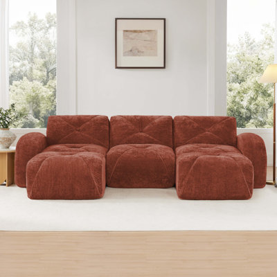 Versatile Velvet Sofas, Red Brown, Modern Design, Home Theatre Use