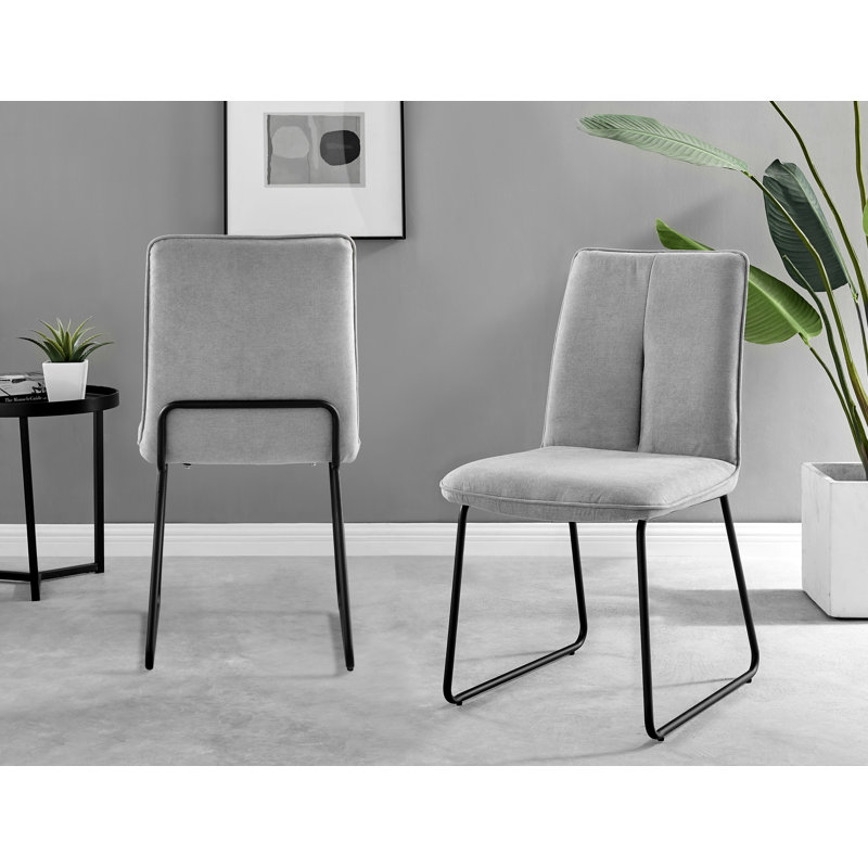 Eubanks Luxury Fabric Upholstered Dining Chair - Minimalist Modern Home, Light Grey