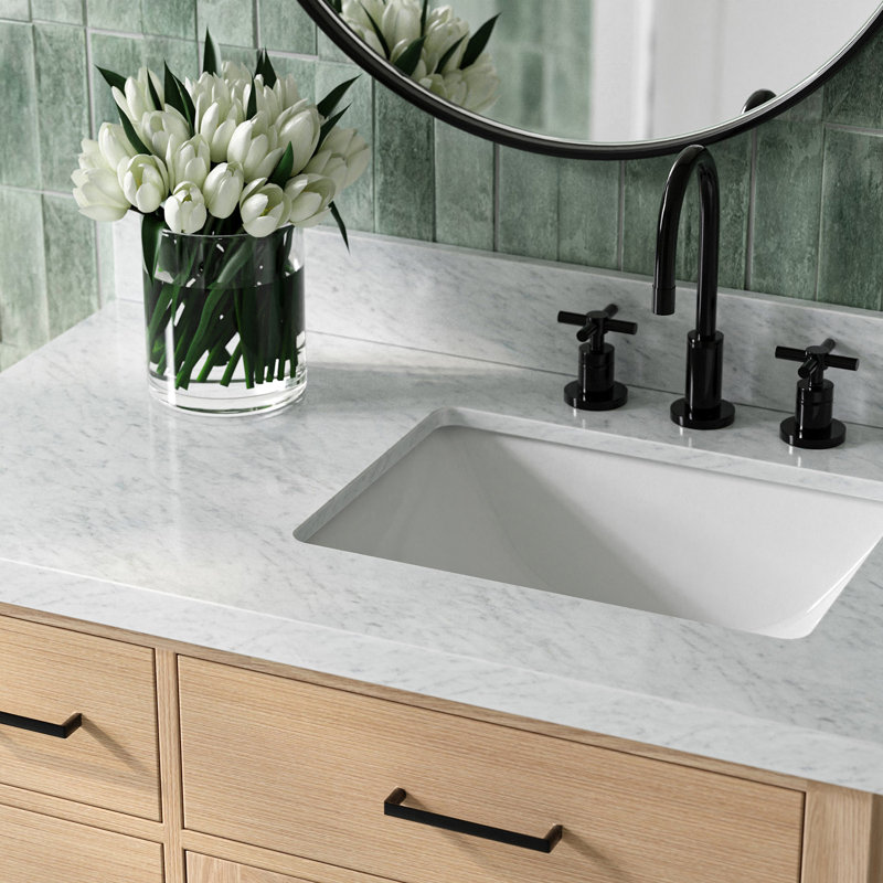 ARIEL HEPBURN 37 IN RIGHT OFFSET RECTANGULAR SINK VANITY 1,5 IN, Right, Natural Oak, Rectangular