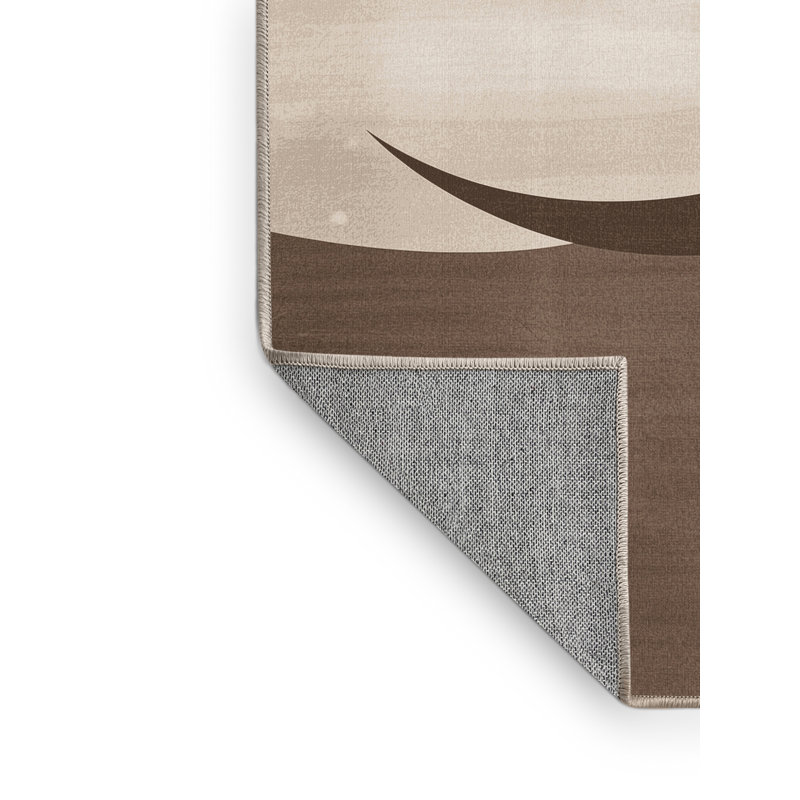 Machine Washable Pecola Minimalist Rug in Beige – Beige Binding, 6 x 9