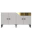 Console moderne avec de nombreuses tablettes, blanc et or, 59,1 po x 29,5 po x 12,6 po | 100% panneau de particules enduit de mélamine, épaisseur: 0,7 pouce | Conception murale, rangement élégant pour le salon et le vestibule-120473424