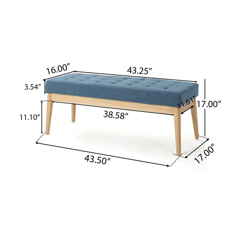 Babbs Fabric Upholstered Bench, Blue