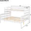 Lit simple superposé au-dessus de grand lit blanc avec cadre en bois durable pour chambre à coucher au-dessus du lit, amovible