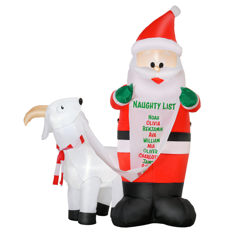 Père Noël de Noël avec chèvre gonflable
