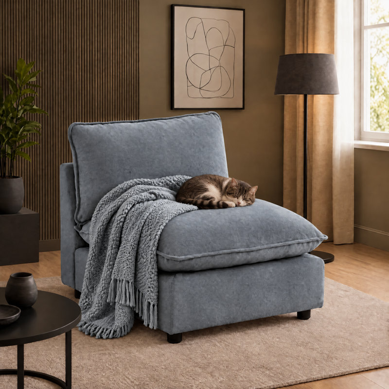 Canapé modulaire 31,5 po Heffernan, Chenille gris-bleu