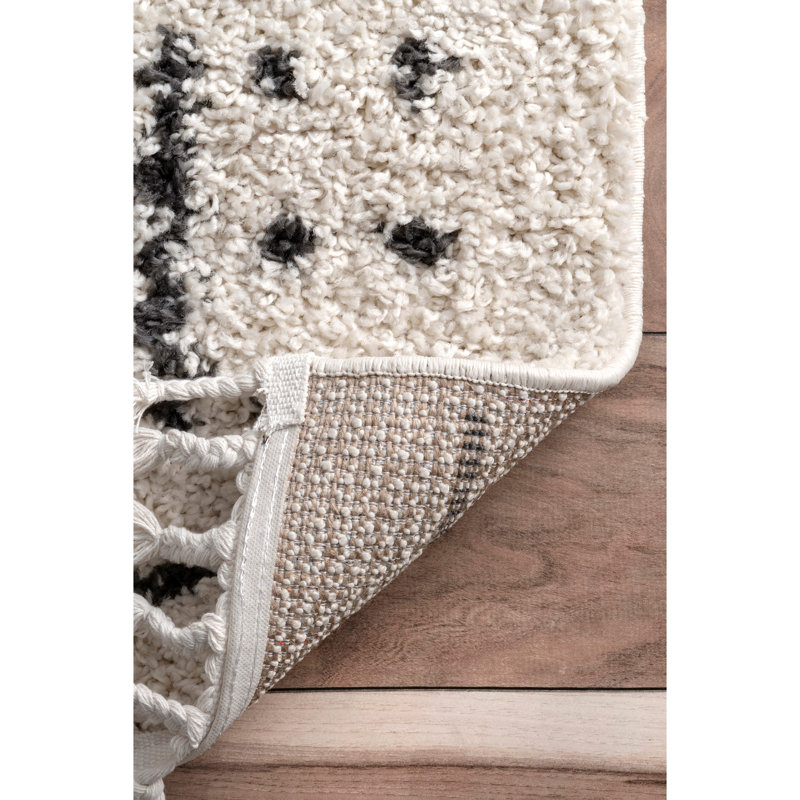 Simon Abstract White/Grey Area Rug, Rectangle 4' x 6'