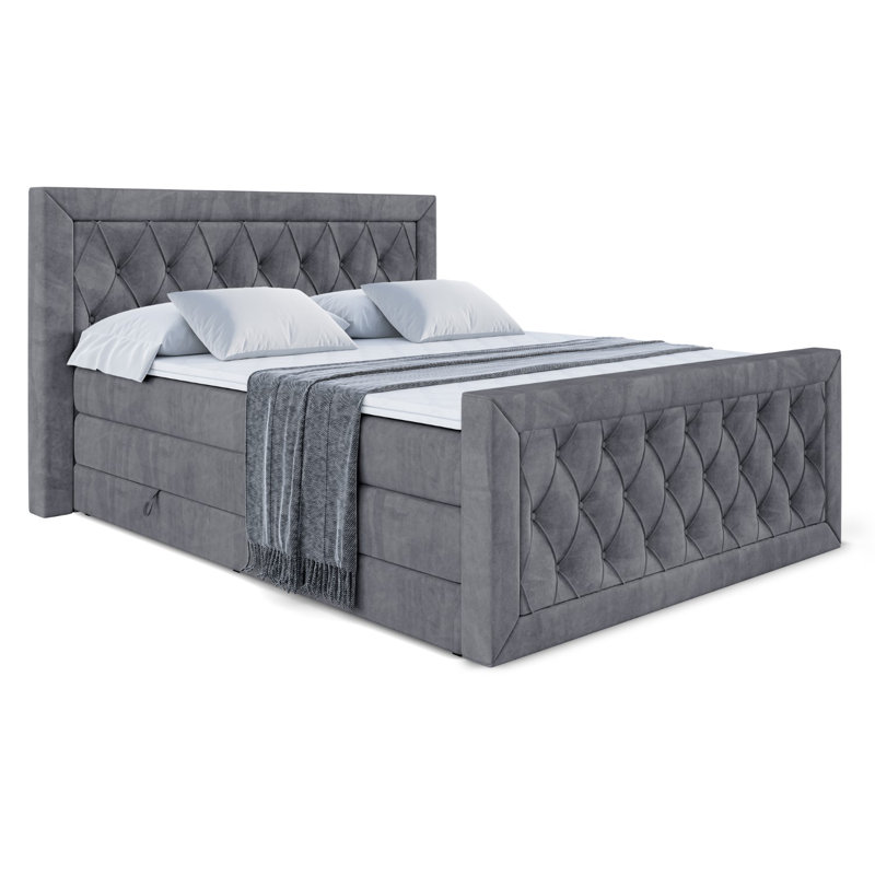 Falkner Pocket Spring Mattress Divan Bed Set, 180cm W x 200cm L, Dark gray