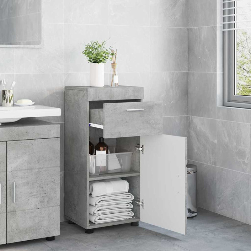  Bathroom Cabinet 37 X 31.5 X 82 Cm Engineered Wood, Concrete Grey