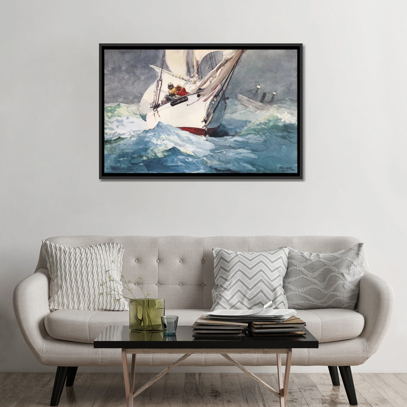 « diamond shoal 1905 » par winslow homer, reproduction d’art sur toile, H 32 po x l 48 po x P 1,5 po, Toile avec cadre noir