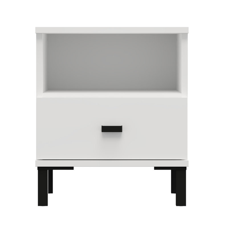 SALAMIS Bedside table, Opaque White, White