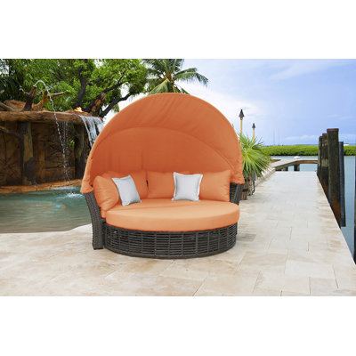 Westerman 73'' Wide Circle Wicker Patio Daybed with Cushions