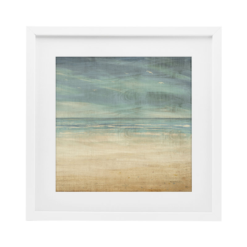 «Moody Coastal Days», reproduction encadrée sous verre, conception de Dan Meneely, H 16 po x l 16 po, Cadre blanc côtier