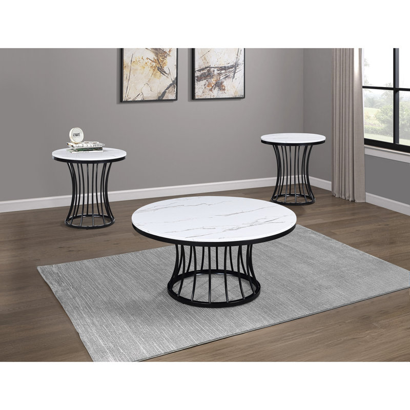 Ensemble de table basse moderne 3 pièces avec table basse et table de bout