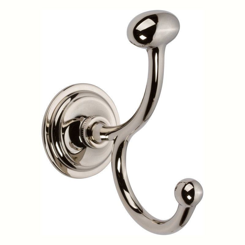 London Terrace Double Robe Hook, Polished Nickel
