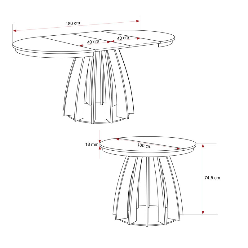 Round Dining Table, Beige