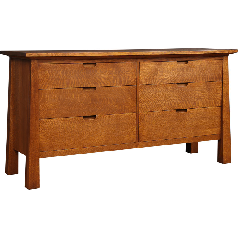 Commode double en bois massif 6 tiroirs Park Slope, Couleurs de l'aurore
