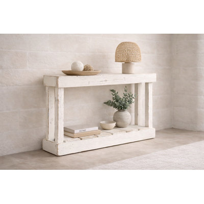 Console d'entrée 46 po en bois récupéré blanc
