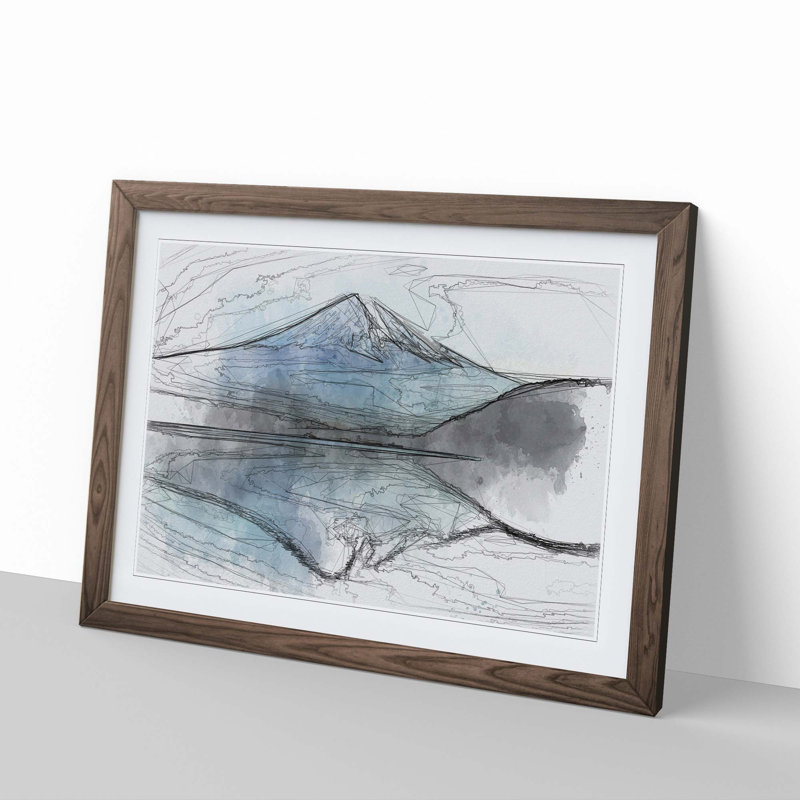Mount Fuji in Japan in Abstract - Picture Frame Graphic Art Print, 62cm H x 87cm W x 2cm D, Walnut Framed