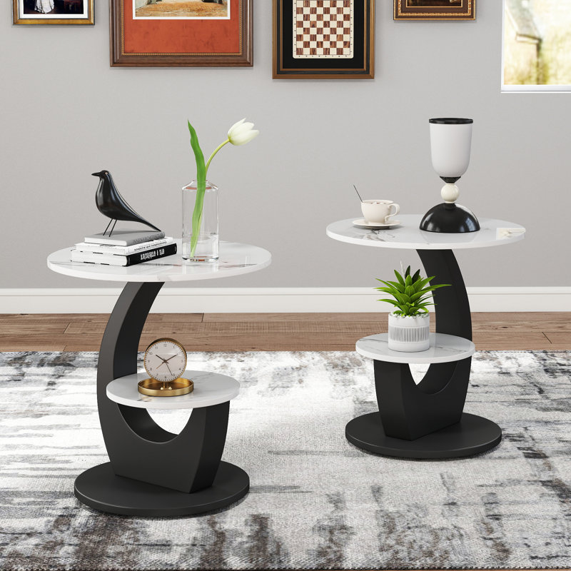 Side Table with Storage, Black