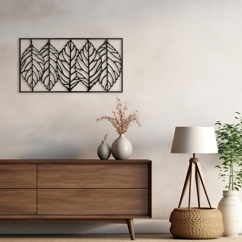 Décoration murale en métal, H 12 po x l 24 po x P 0,05 po, Noir