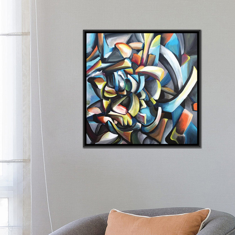 « guitarrista », impression sur toile, H 26 po x l 26 po x P 1,5 po, Toile avec cadre flottant noir, Pas de tapis