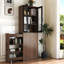 Armoire de rangement H 70,87 po, étagère de rangement coulissante multi-fonctions à 4 niveaux et 2 portes en verre, garde-manger moderne en bois pour le salon ou la cuisine et la salle à manger-1735750705