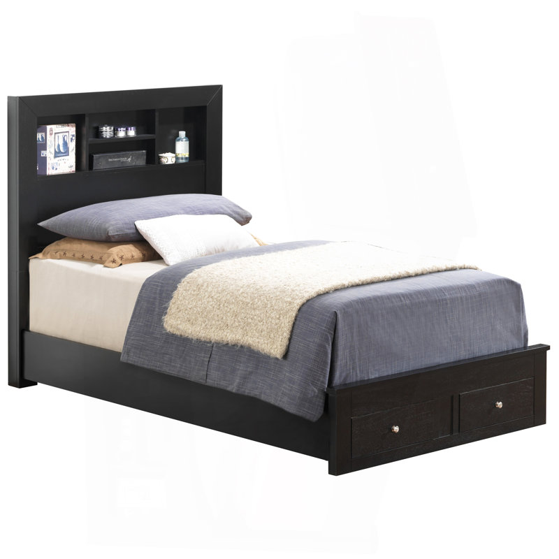 Sleek Dual-Purpose Black Storage Bed