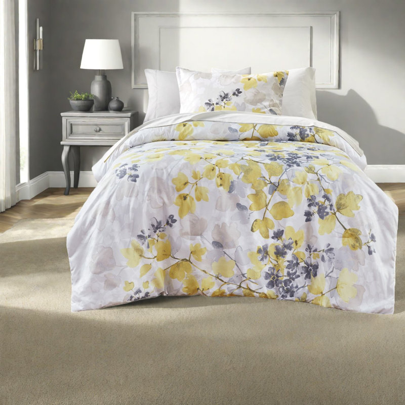 Ensembles de literie botanique moderne, microfibre ultra douce, édredon hypoallergénique avec poches de rangement