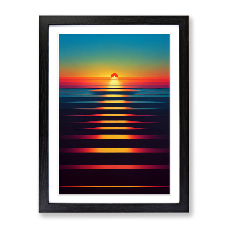 Tantalising Abstract Sunset - Wall Art, Black Framed Paper, 66cm H x 48cm W, White