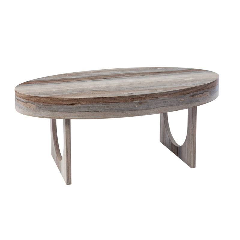 Table basse ovale en bois manufacturé brun 43 po