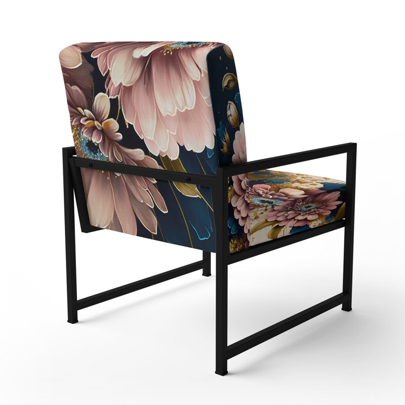 Daisy Bunch I bourgogne et bleu - fauteuil de ferme rembourré, fauteuil décoratif floral Daisy, Noir, noir, noir, noir