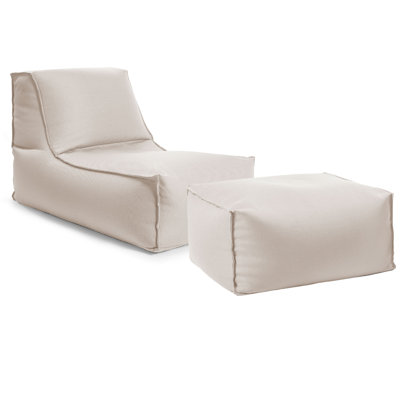 Grand ensemble de fauteuils à billes d'extérieur avec repose-pieds assorti Enid