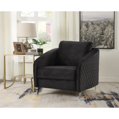 Fauteuil d'appoint moderne en velours noir l 36 po Sofia