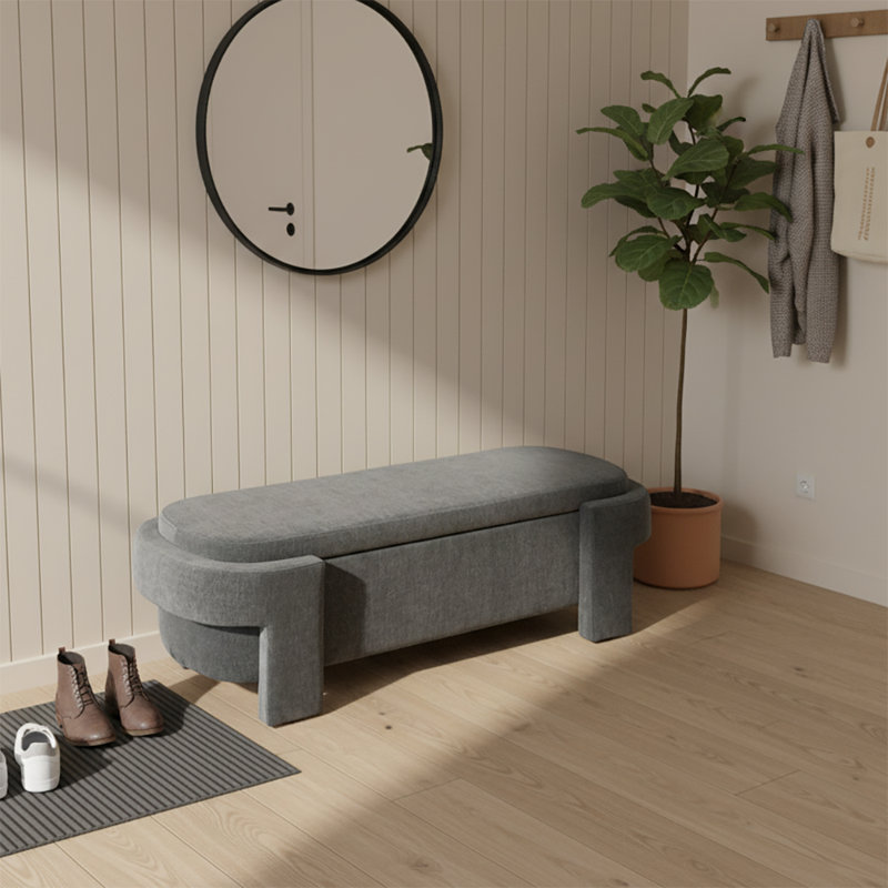 Banc de rangement rembourré Classic, Gris
