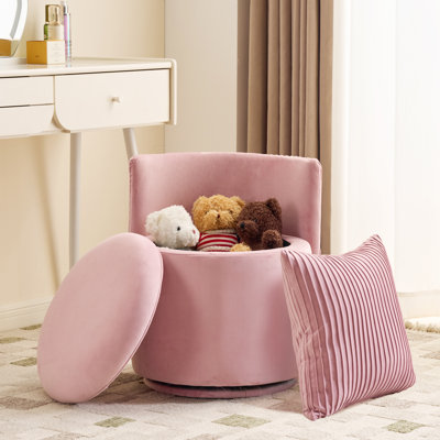 Fauteuil de coiffeuse en velours avec rangement, repose-pieds pivotant rond à 360 ° avec coussins, tabouret de maquillage moderne sans assemblage pour la chambre à coucher, la commode et le salon