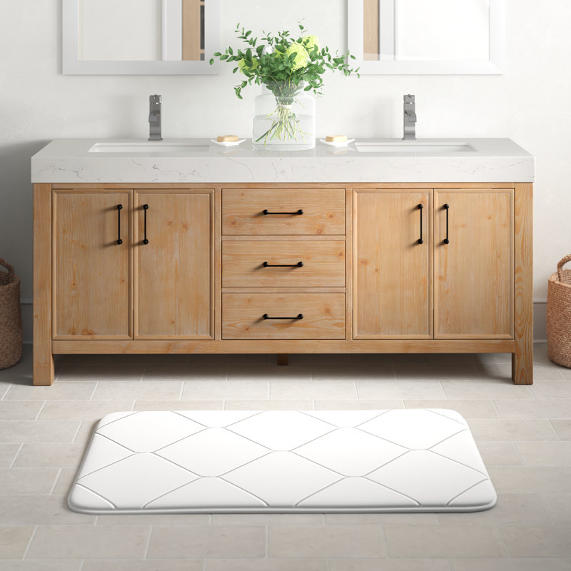  Ensemble de meuble-lavabo double 72 ", Brun, Blanc, Noir mat