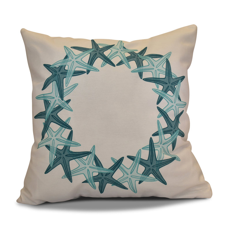 Coastal Christmas Reversible Throw Pillow, 16" H x 16" W, Teal