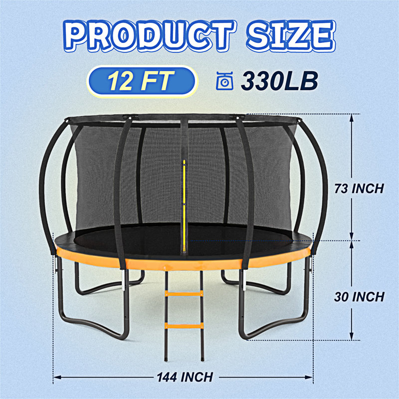 Filet de sécurité intérieur pour trampoline 12Ft, Orange