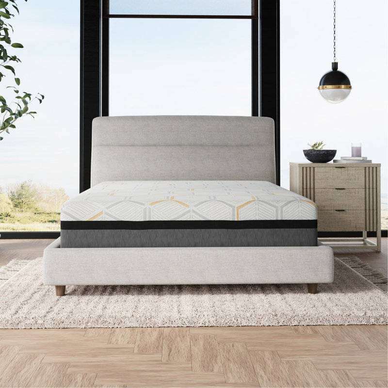 Très grand matelas en gel de cuivre 14 po avec support de bord et mousse Air Ridge pour une mousse à mémoire de forme au sommeil paisible