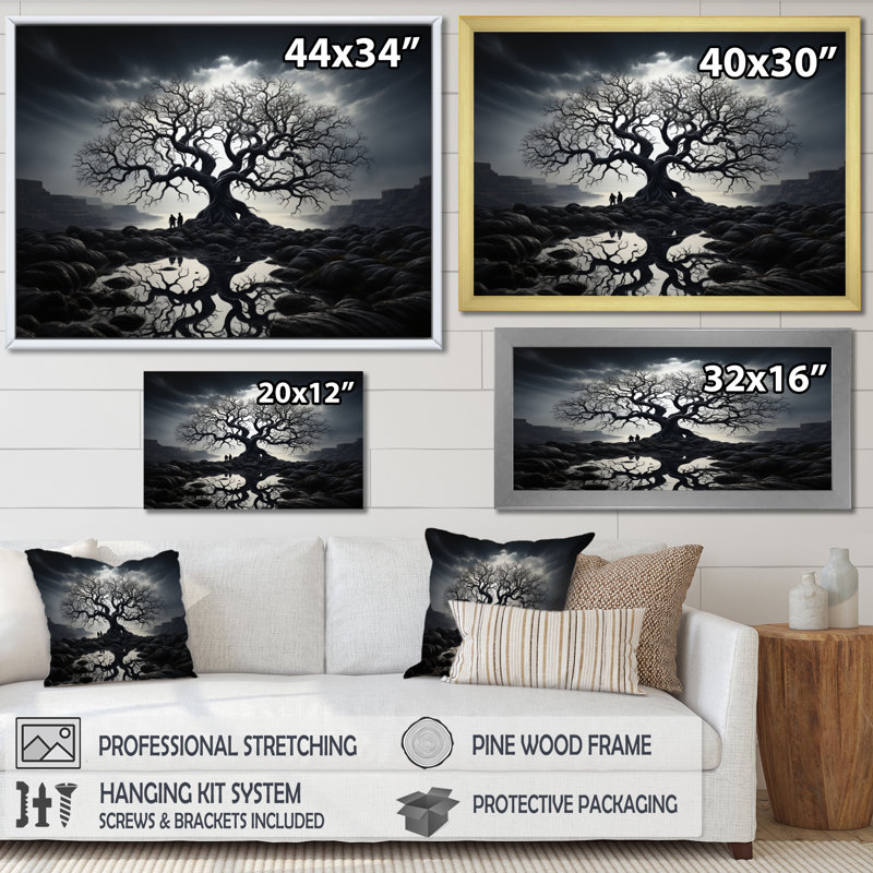 " The Contrast Tree Monochrome II ", 12" H x 20" W x 1" D, Black