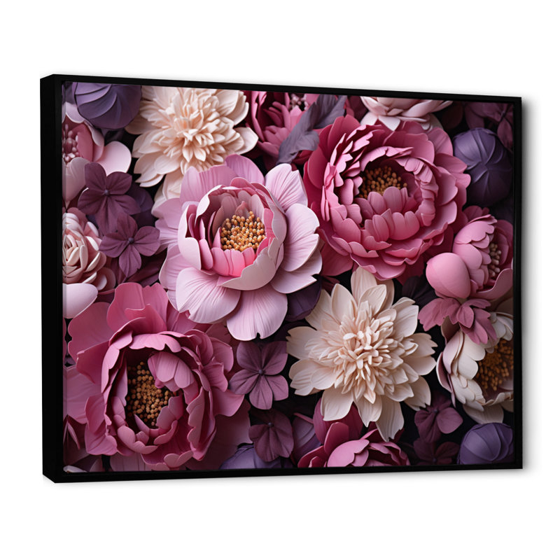 " Purple Peonies Bouquet ", Black Floater Framed, 30" H x 40" W x 1.5" D
