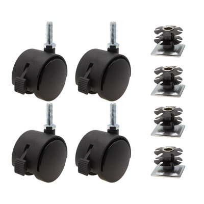 1-1/4in. Square Metal Double Star Caster Inserts With Brakes