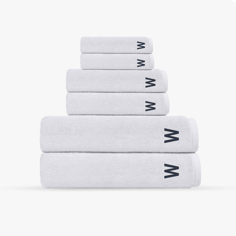 Monogrammed Cloer 6 pcs Turkish Towels Set, White, W