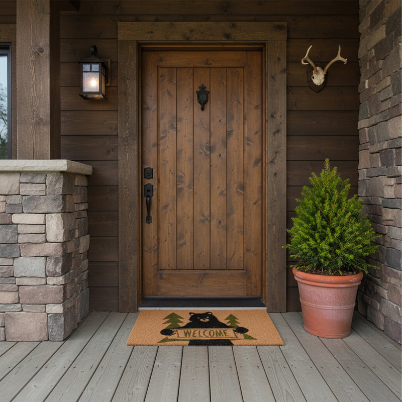 Tapis pour porte d'extérieur antidérapant Akridge Bear Greeting 29 po x 17 po
