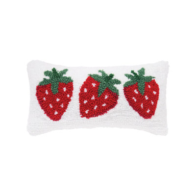 Strawberry Trio Hooked Throw Pillow