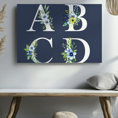 Toile Un arrangement visuellement captivant met en valeur quatre lettres élégamment conçues A, B et D, chacune ornée d'une délicate toile d'art murale