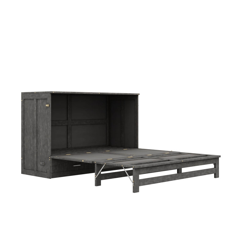 Murphy Bed With Built-In Charging Station, Antique Gray