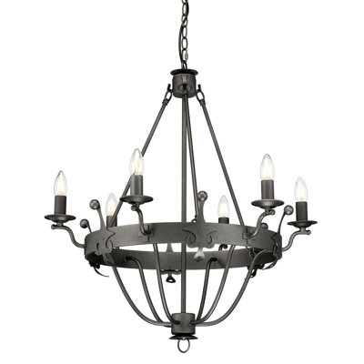 Augill 6 - Light Waggon Wheel Chandelier