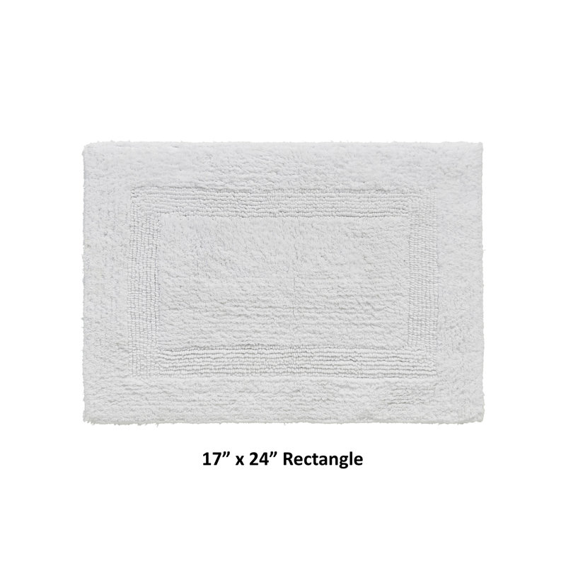 Rozanne Reversible Cotton Bath Rug, White, 17" x 24" Rectangle
